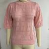 Neuer Sommer Damen Rundhals Hohl Sonnenschutzkleidung Gestrickter Pullover Bluse