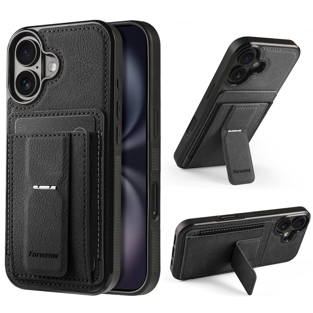 Luxury Business Magnetic Cards Solt Leather Phone Case for iPhone 17 Pro Max 16 Plus 15 14 13 12 11 Invisible Bracket Cover