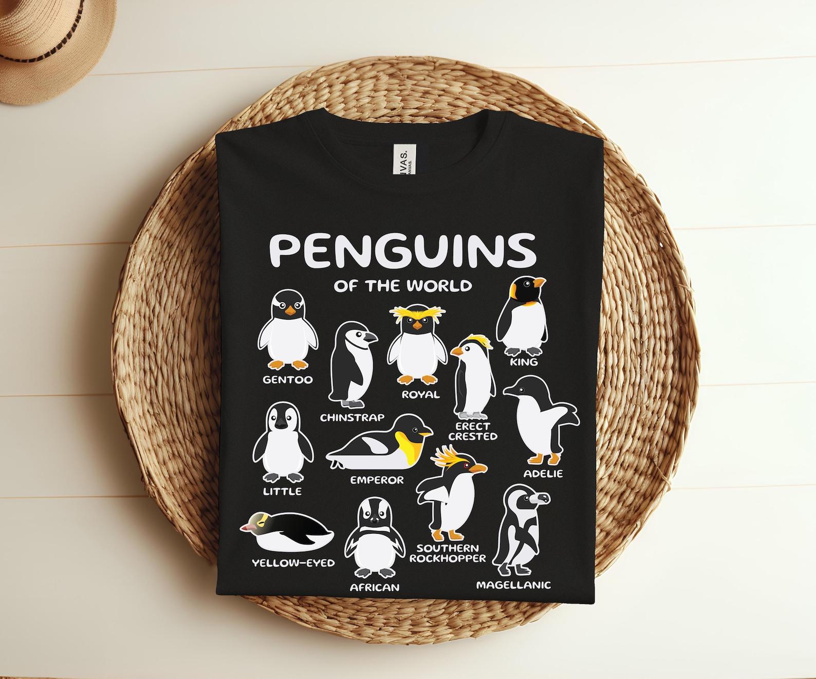 Penguin Penguins Animals Of The World Penguin Lovers T-shirt, Type Of Penguins Cute Shirt, Gift For Penguins Lovers, Zoo Trip Costume Tee, 140