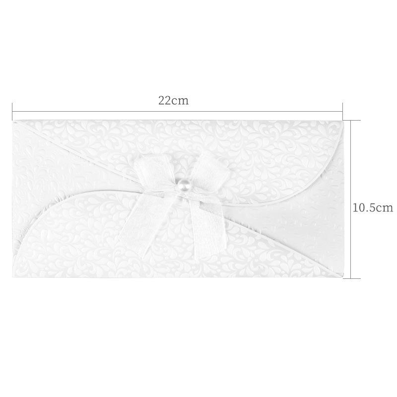 Thick Embossed Greeting Card Envelope with Bowknot Ribbon for Event Invitations