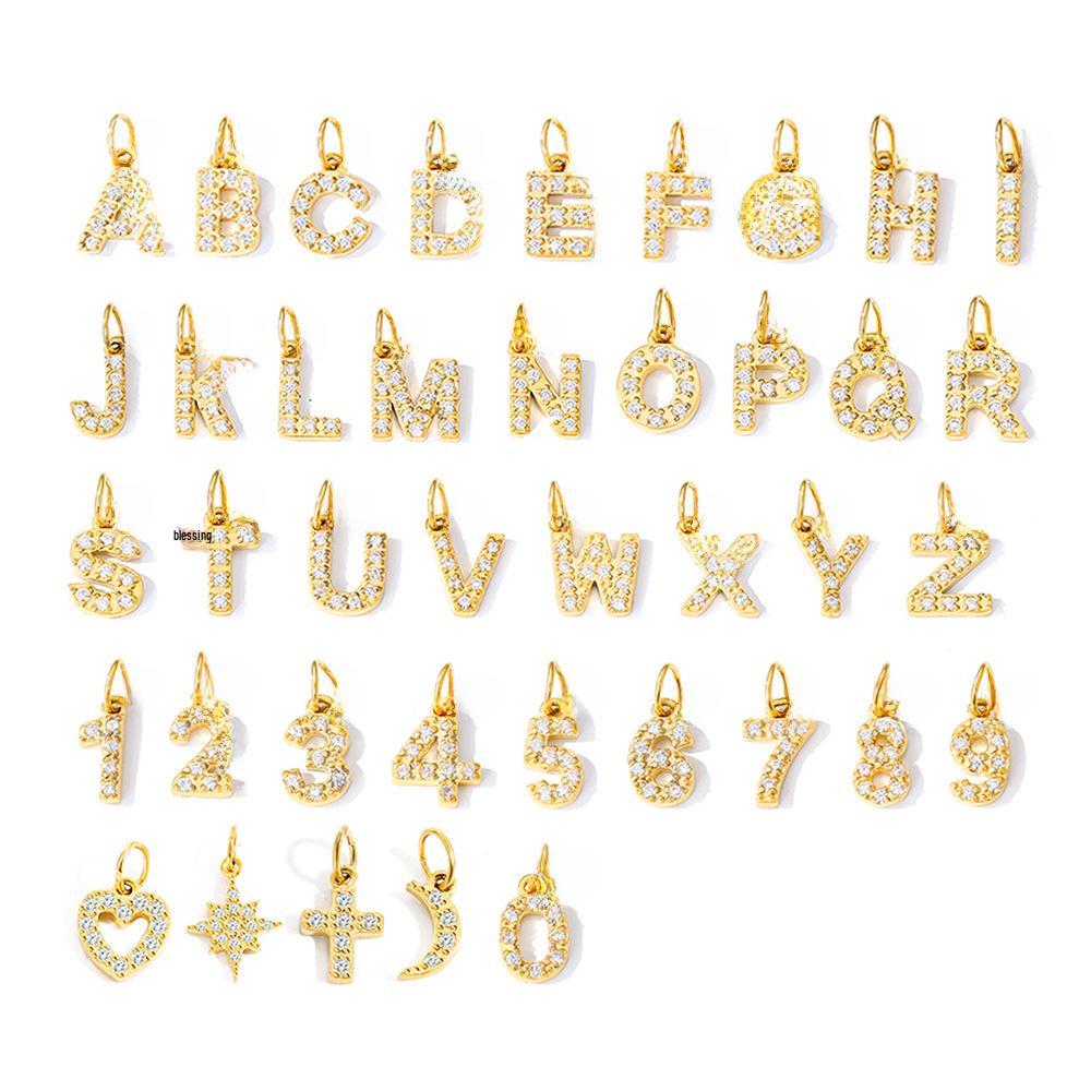 

eManco Zircon Letter Pendant DIY Necklace & Bracelet Stainless Steel Jewelry Gold