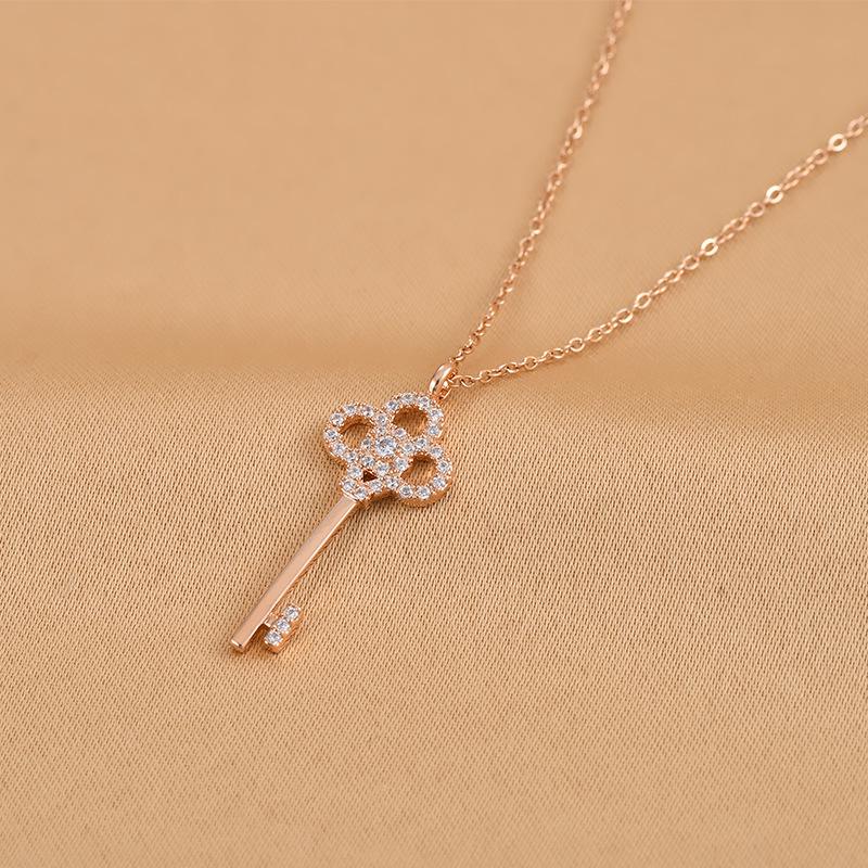 2023 Korean Zircon Key Necklace for Girls - Fashionable Clavicle Chain Jewelry