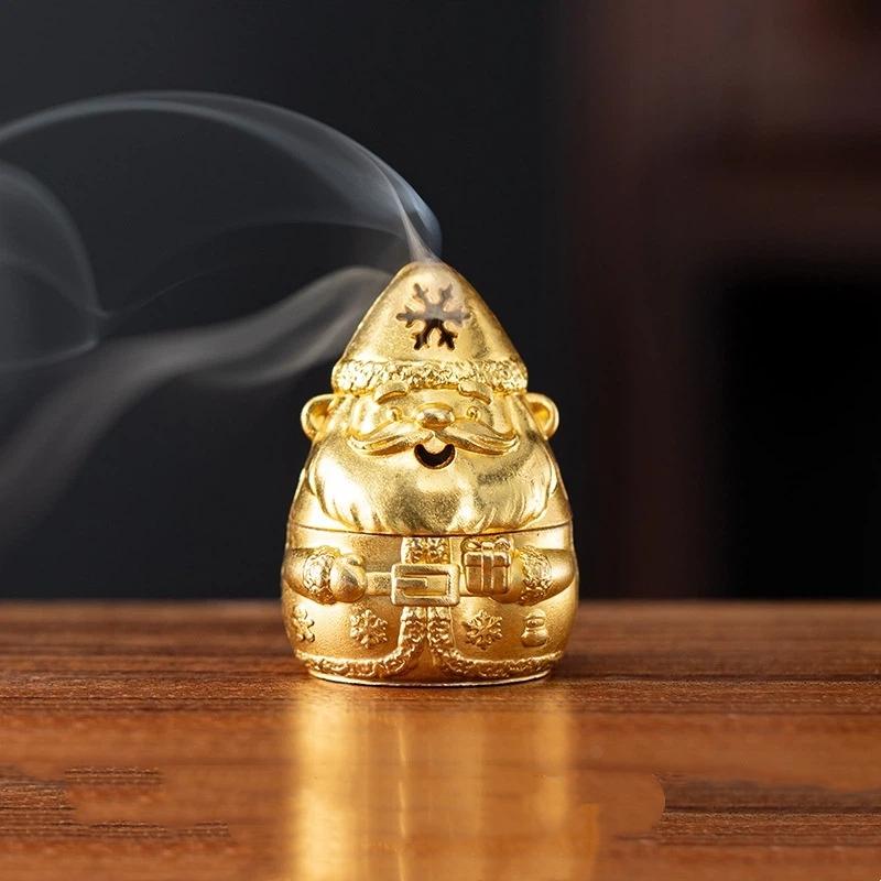 Metal Santa Claus Incense Burner With Hollow Snowflake Design Perfect For Christmas Home Decor Aromatherapy Meditation