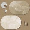 Faux Leather Placemats Oval Shape Cup Tableware Placemat Dining Table Coaster Non-slip Cup Pad Home Decor Dishes Mats