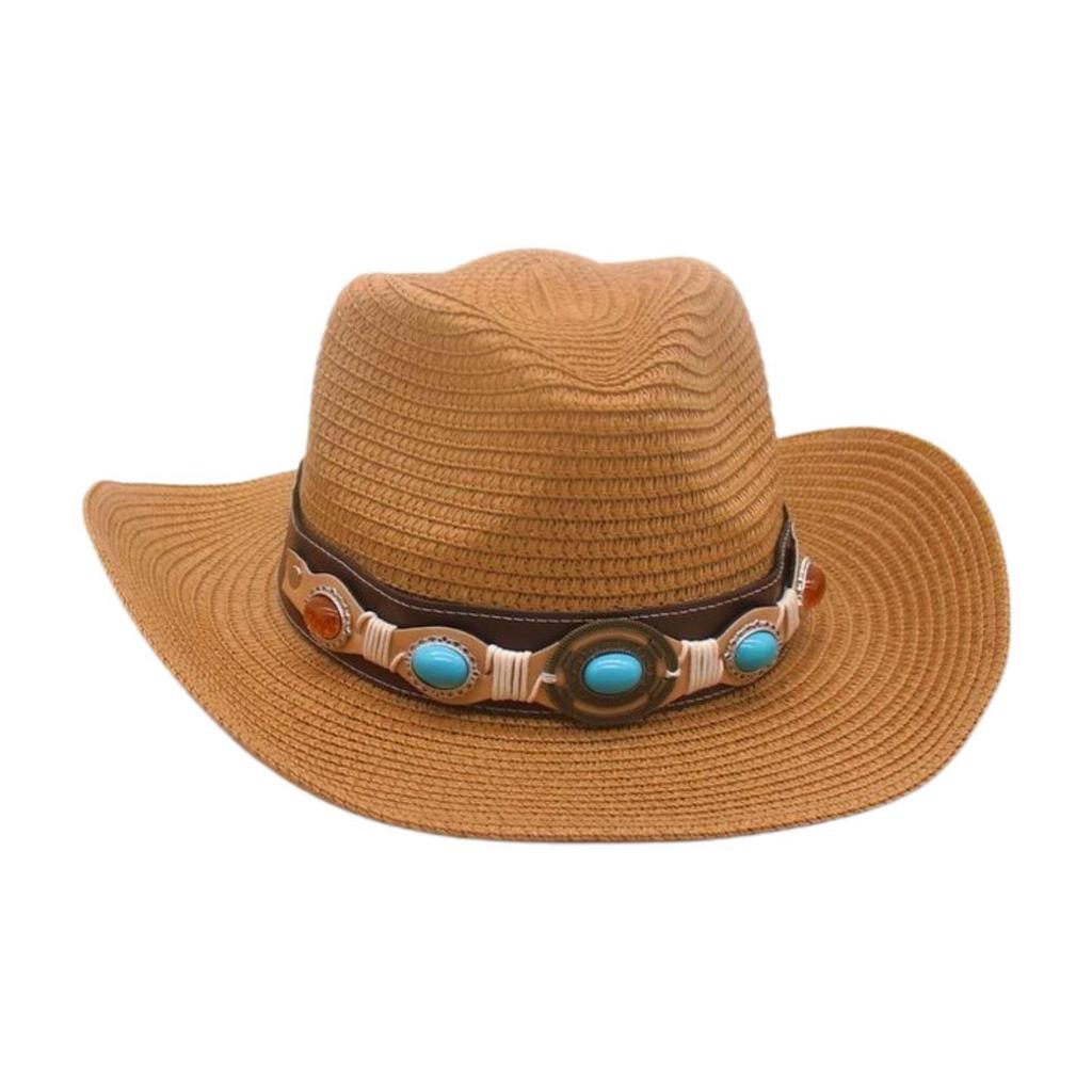 Beach Seaside Travel Straw Hat High Sense Ethnic Style Woven Straw Hat Western Cowboy Hat