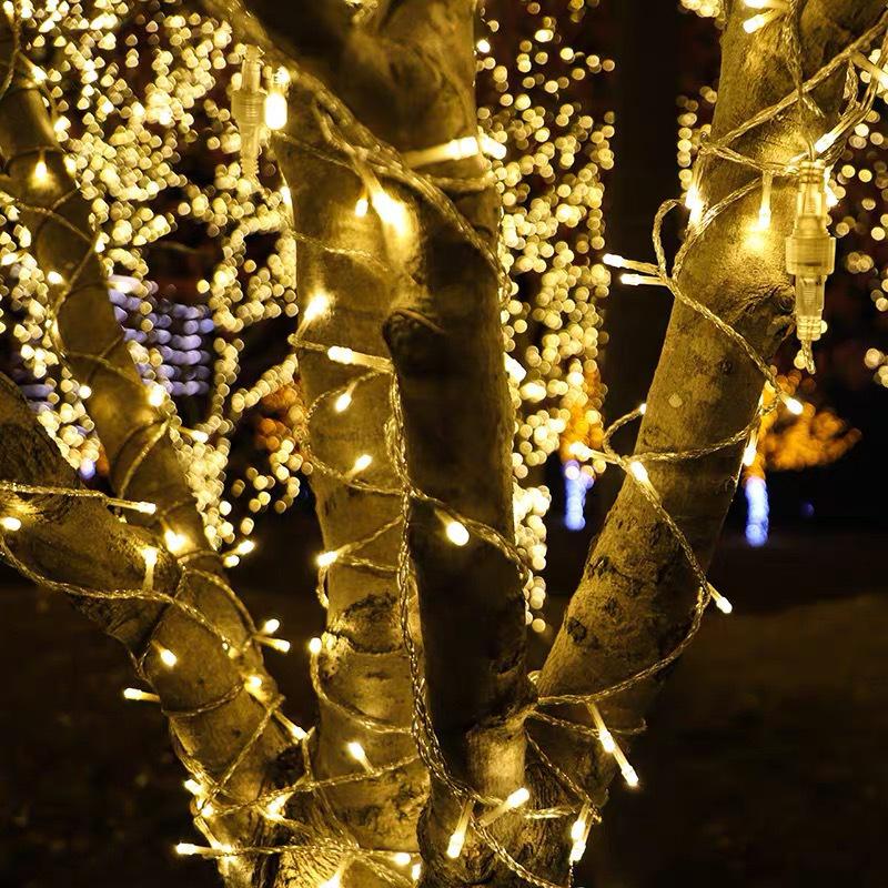 LED Outdoor Courtyard Fairy String Lights - Christmas Decorations & Starry Sky Bare Bulb Lights