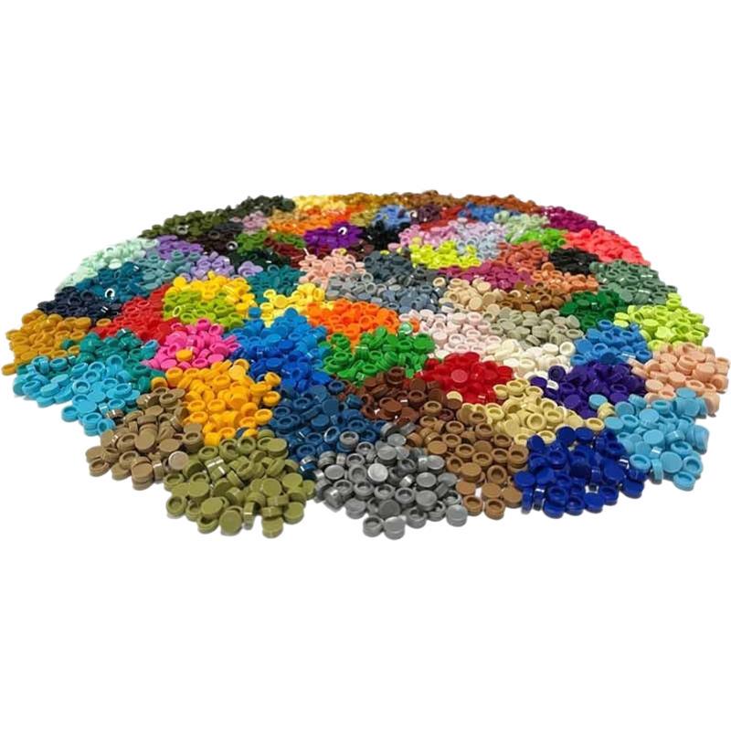 Kompatybilne Klocki Lego 98138 Okrągłe Klocki - Małe Elementy Pikselowe MOC, Luźne Płytki Gładkie 1x1 z Otworem Akcesoria