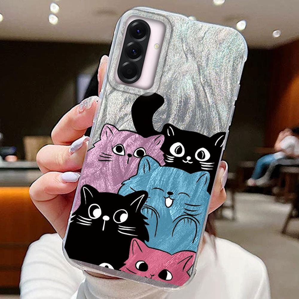 MultMultiple ones Gradient Colored Cat Phone Cases For Samsung Galxy A56 A26 A36 A16 A55 A35 A15 A25 S25 Silicone Couple Cover