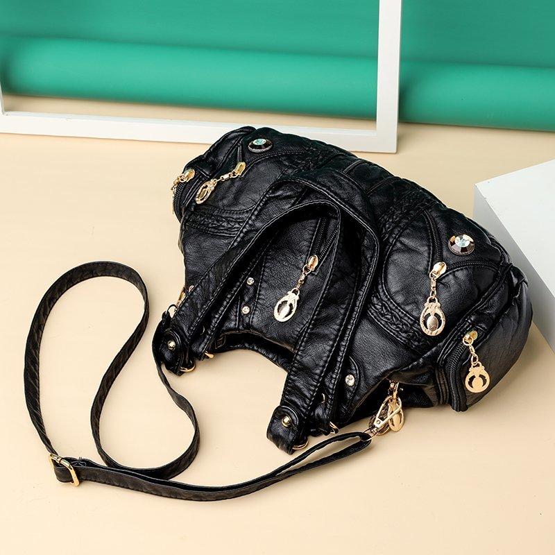 Borsa A Tracolla Donna In Pelle PU – Grande Capacità, Design Semplice, Morbida (Pelle Sintetica)