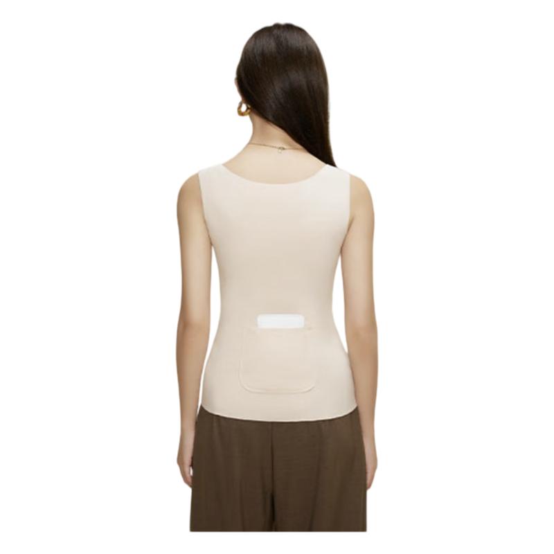 Ordifen Women's Thermal Vest Seamless Patch with Pockets Fleece Lined Thickened Warm Belly Autumn Winter Innerwear