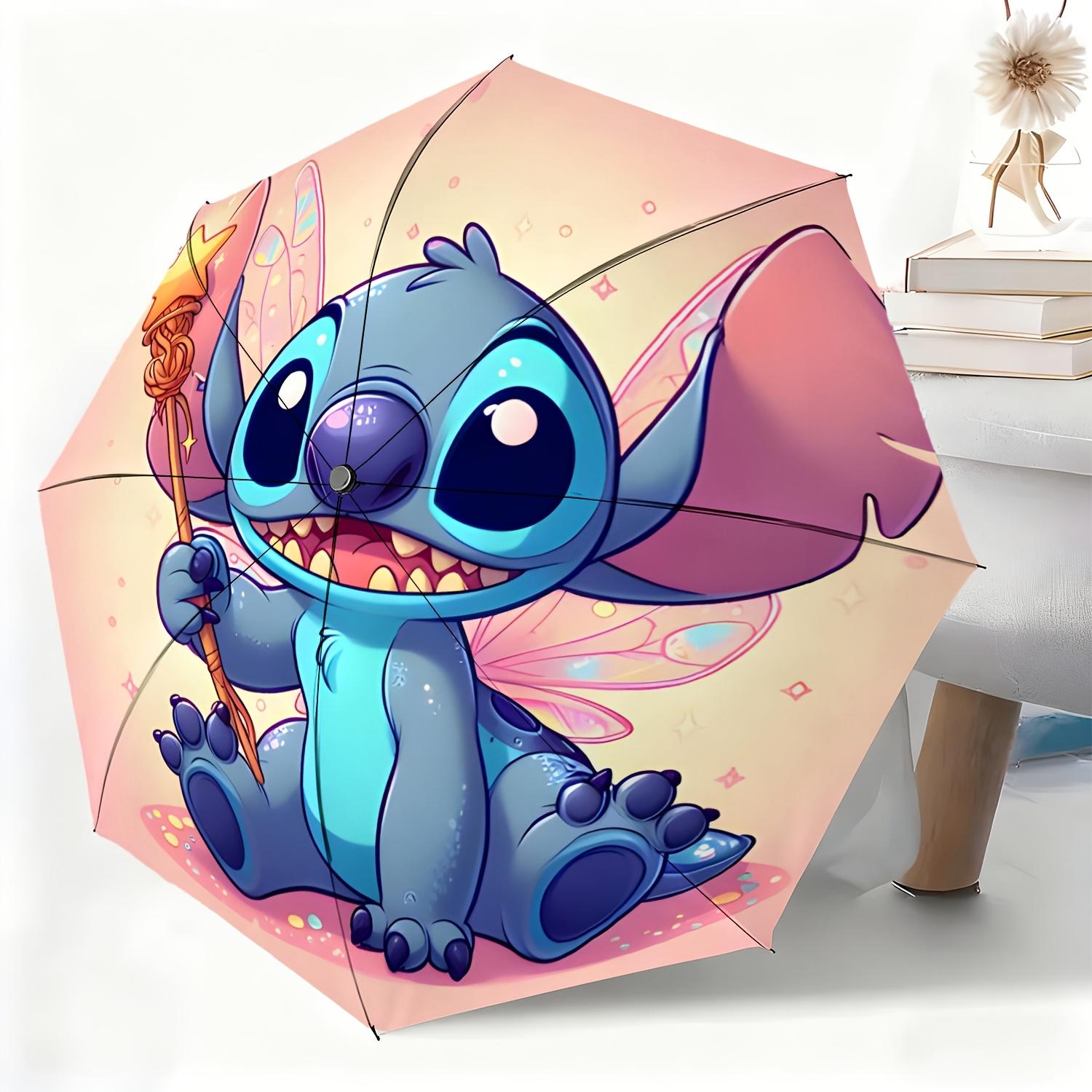 A Fully Automatic Umbrella Featuring a Cute Stitch Design, Suitable for All Occasions As a Sun And Rain Umbrella, Portable And (as the picture,Iron&8K)