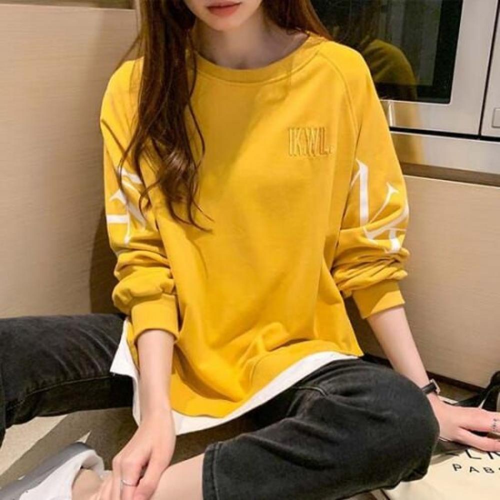 Navava Men Casual Loose Fit Lettering Layered Long Sleeve Sweatshirt Nt3182