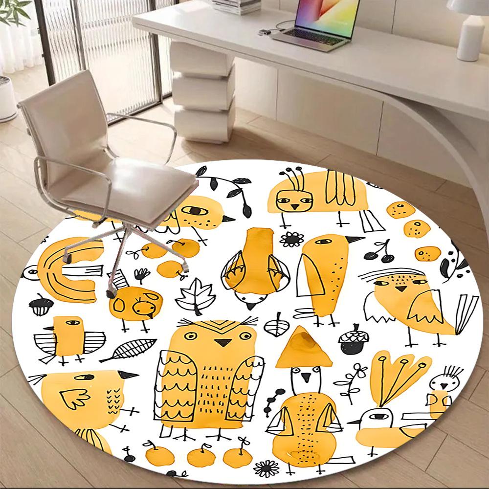 1pc Birds Nature Office Round Area Rug, Indoor Mat Suitable ForOffice, Under Office Chairs Bedroom Living Room Home Decor, Room Deco 037
