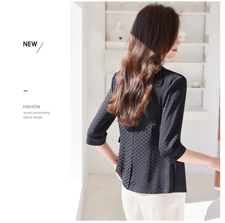 New Women's Elegant Casual Black Mid-Sleeve Suit Jacket