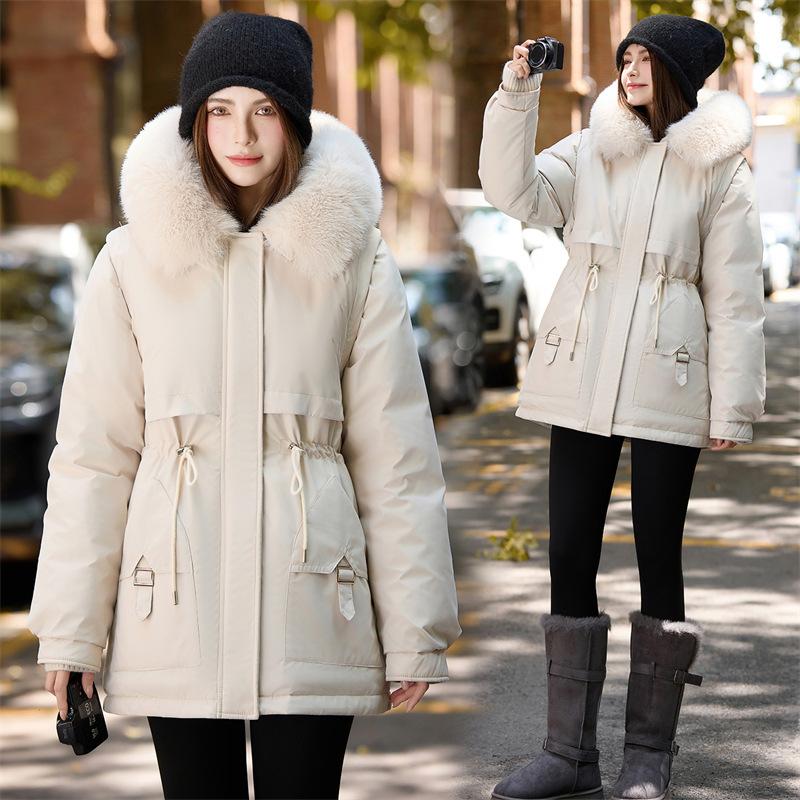 Pie Overcomes Women's New Fleece Thickened Padded Jacket Autumn and Winter Women's Clothing Small Down Padded Jacket Padded Jacket Season