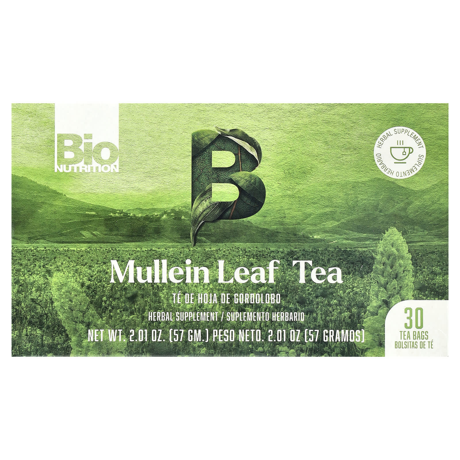 

Mullein Leaf Tea, Caffeine Free, 30 Tea Bags, 57G (2.01Oz)
