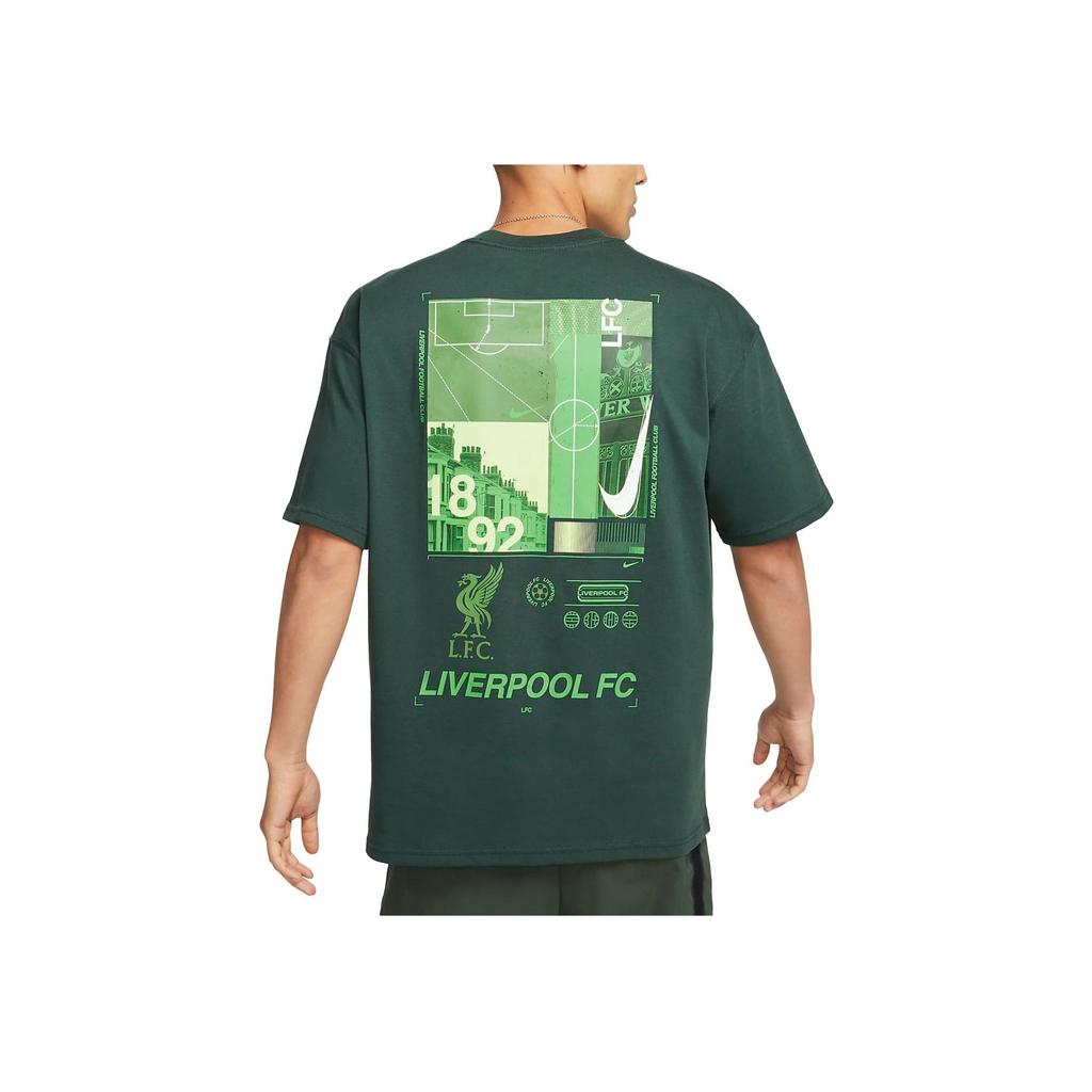 Nike Liverpool Graphic Print Short Sleeve Football Shirt Men Tops Professional-Green FQ1545-397