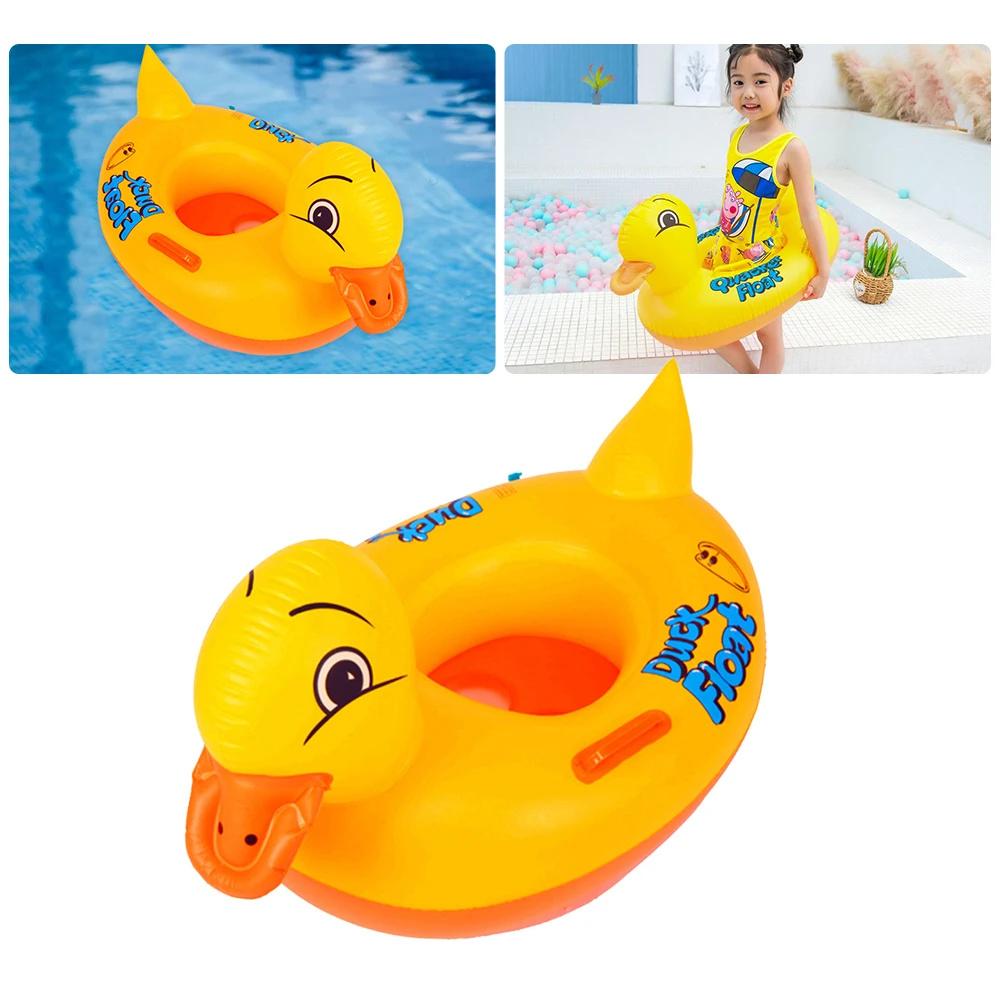 Duck Inflatable Toys for Baby Summer Water Toys Swimming Float Seat with Handle Outdoor PVC Inflatable Ring for Pool Beach