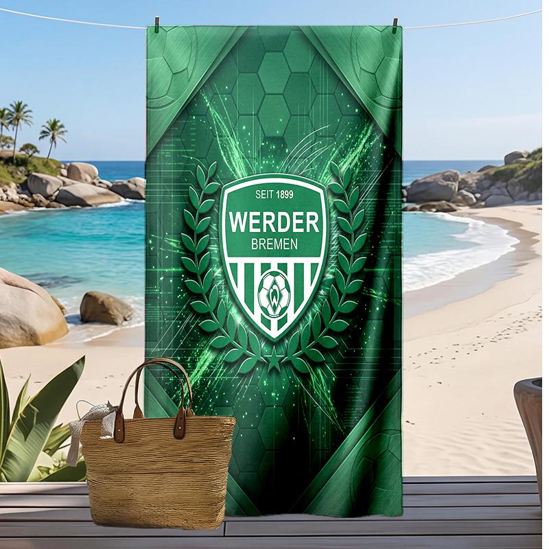 Asciugamano da Spiaggia con Stampa Calcio Werder Bremen, Asciugamano Grande Morbido ad Asciugatura Rapida per Spiaggia Campeggio Nuoto