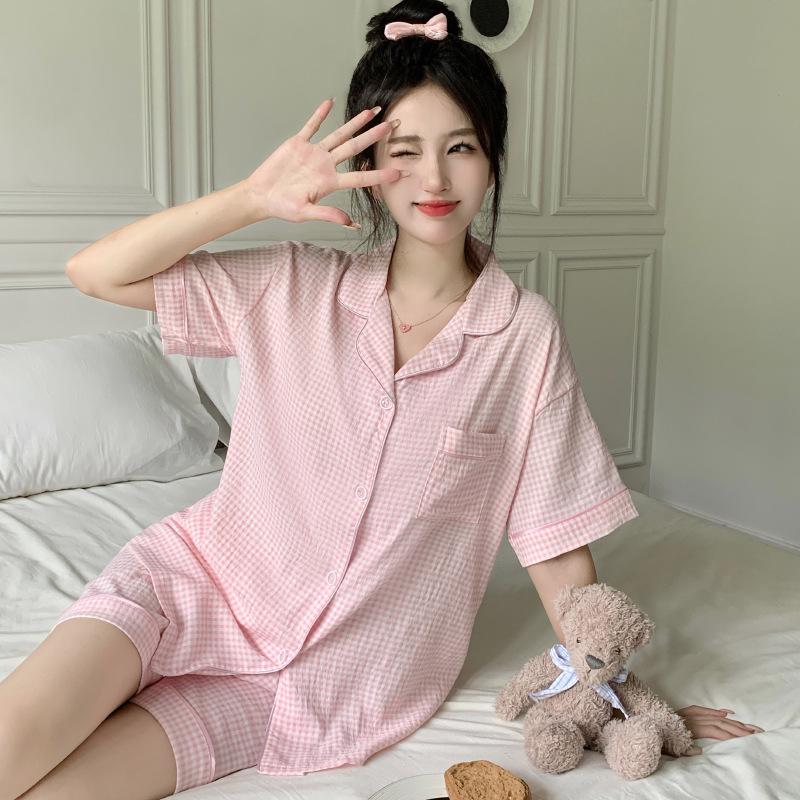 Women's Cartoon Lace Peter Pan Collar Cotton Pajamas - Long Sleeve, Spring/Fall, Winter Style