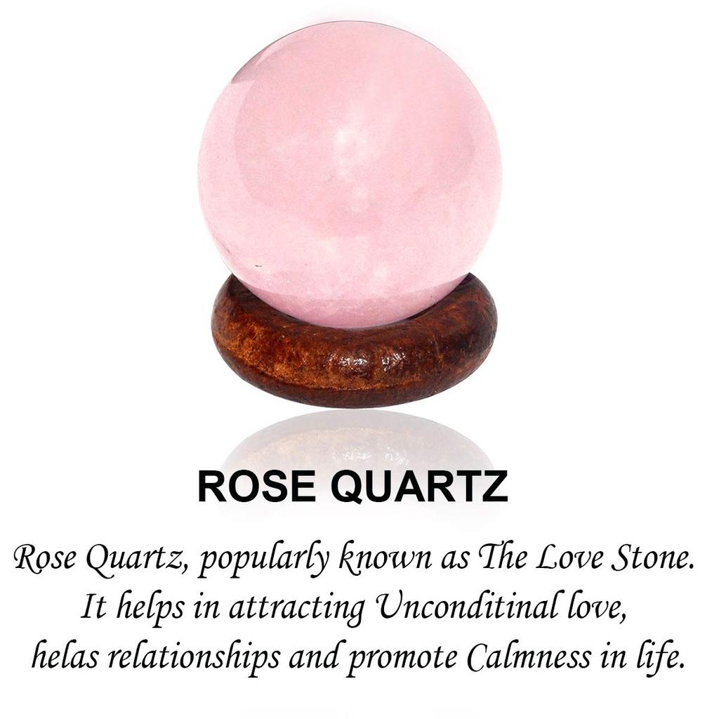 Reiki Crystal Products Rose Quartz Ball/Sphere for Reiki Healing, Grid and Aura Cleaning, Vastu Correction and Crystal Healing Stone Ball Size 20