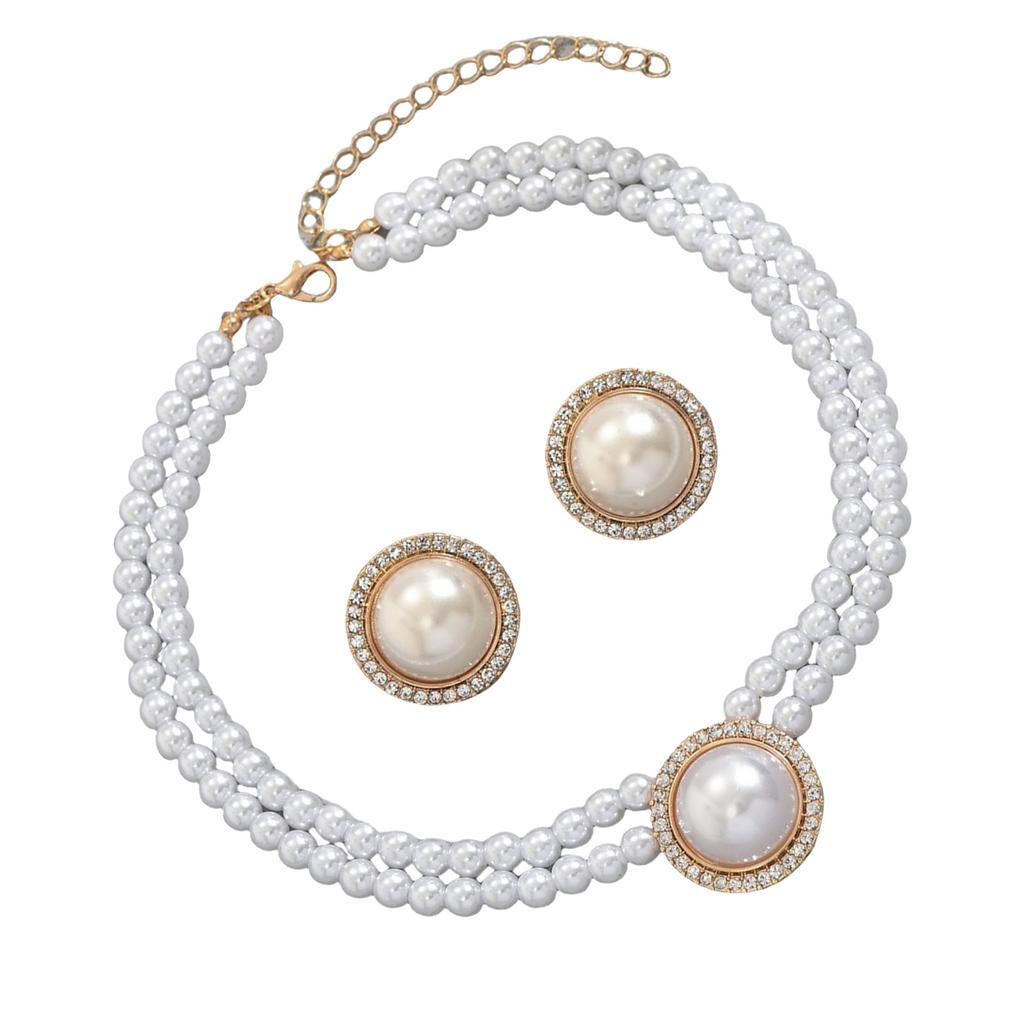 Elegant Pearls Necklace and Earrings Set for Weddings Parties Daily Wear