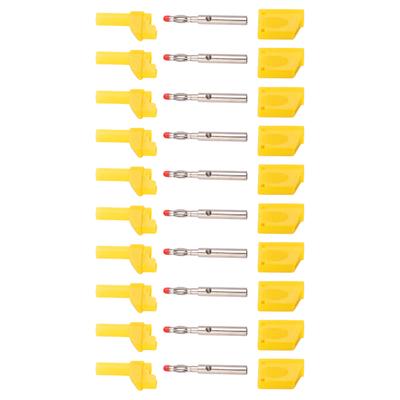 10pcs 22.160 4mm Banana Plug Insulated Safety Banana Plug Connector with Housing for Electronic TestYellow