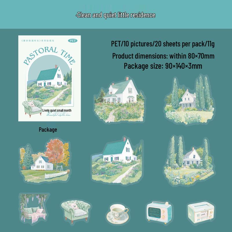 Ketchup Girl Garden Theme Sticker Pack: 20 Sheets, 6 Styles, Double Size, Graceful Pastoral Series.