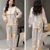 Large Size Plus 100 Pounds Pajama Suit Women's Spring and Autumn Pure Cotton Sweet Home Wear New Long-sleeved Trousers Home Wear Set