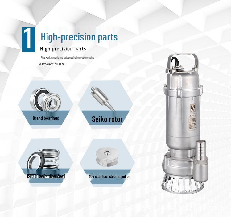 Stainless Steel Submersible Centrifugal Pump, High Head, Acid & Alkali Resistant, Threaded, WQ304/316/316L