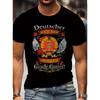 Men's Large Size German-Themed East Germany Inspired T-Shirt - 100% Loose Fit Streetwear with DDR Logo & Hammer & Sickle Print, All-Season Casual
