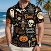 Men's Halloween Print Short Sleeve Casual Shirt