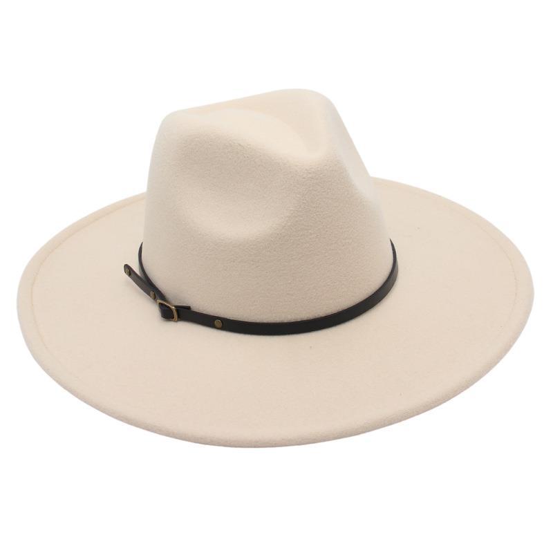 Belt Buckle Top Hat Jazz Hat Men'S And Women'S Felt Hat Woolen Hat Wool Versatile Street Shot