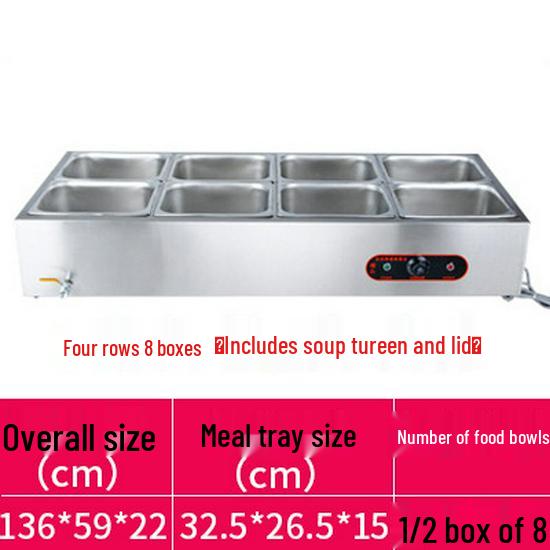 Stainless Steel Electric Food Warming Table - Multi-Functional Countertop Heater for Soups & Dishes.