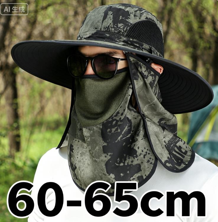 Large Shawl Sunscreen Neck Protection Big Brim Sun Hat Outdoor Leisure Mountaineering Fishing Cap Men Waterproof Fisherman Hats