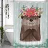 Cartoon niedliche Otter Girlande Duschvorhang, Badezimmer dekorativer Duschvorhang, wasserdichter Duschvorhang mit Haken