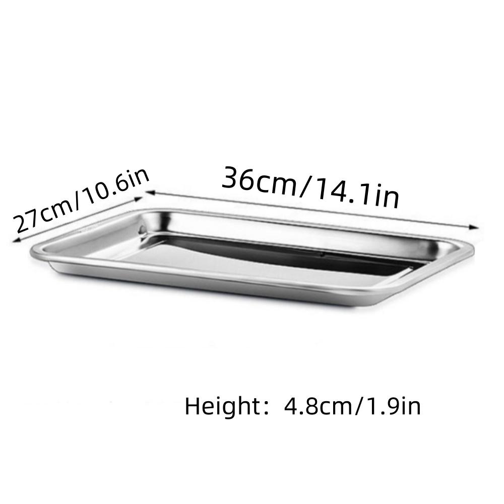 1pc Large square stainless steel plate, rectangular steaming rice plate, barbecue plate, commercial and household iron plate, di