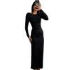 2025 Summer European & American Women's Long-Sleeve Backless Solid Color Fashion Evening Dress