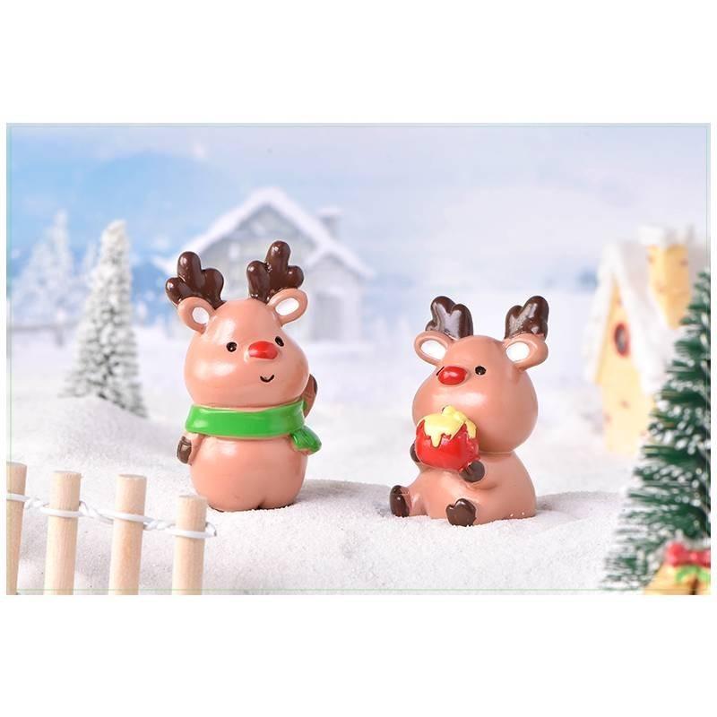 Charming Resin Christmas Reindeer Gift Box Diy Mini Landscape Decoration