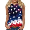 Women's Fashion Casual T-Shirt Round Neck Sleeveless Independence Day Printed Vest Top