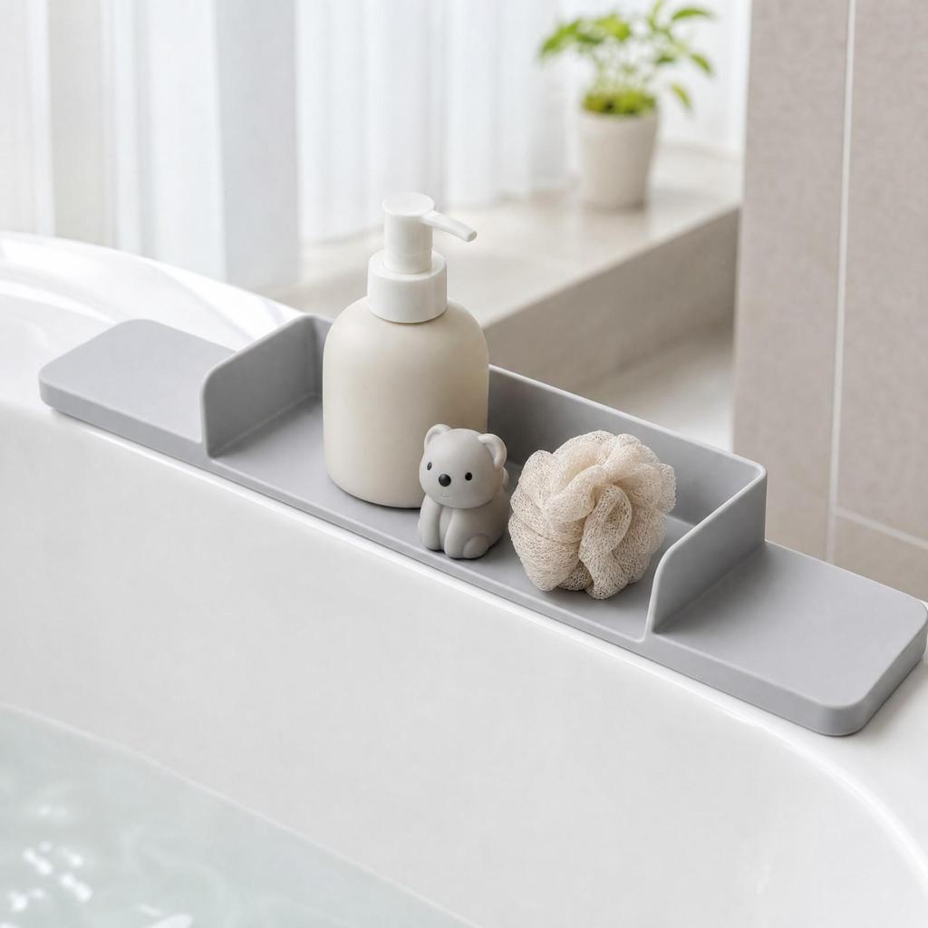 Garde-éclaboussures de baignoire Plateau Facile à Nettoyer Support de jouets de bain Rebord Offert