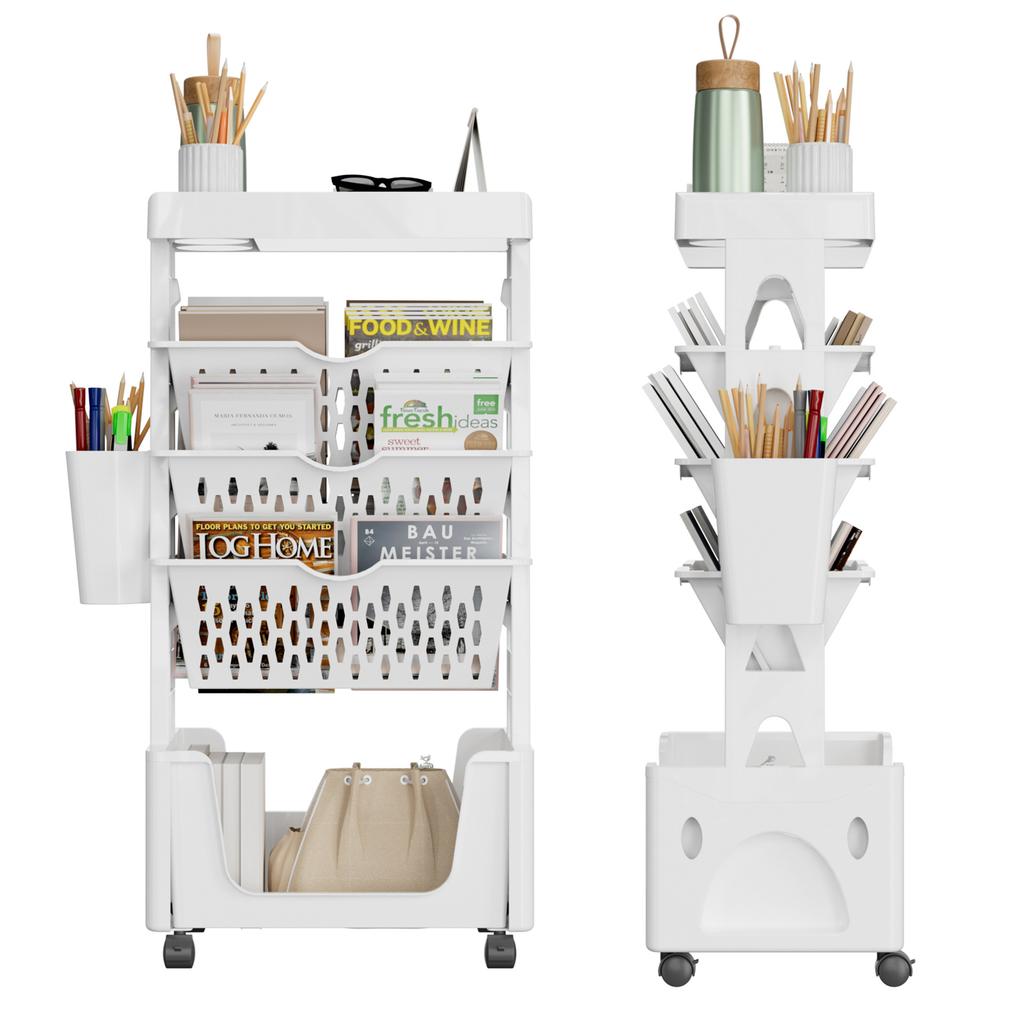 Multi-layer Storage Rack, Storage Rack, Floor-standing Bookshelf, Small Cart, Movable, with Wheels