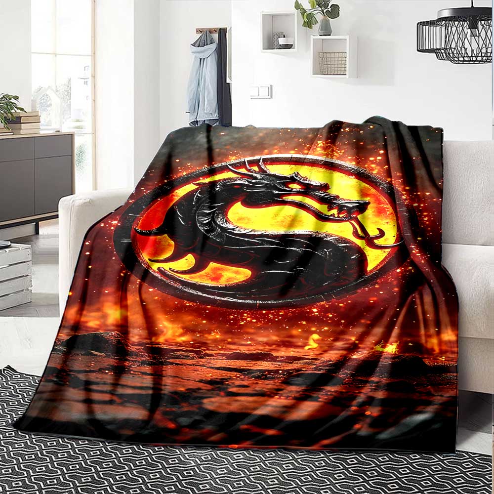 Mortal Kombat Dragon Logo Throw Blanket Soft Warm Cozy Suitable for Sofa Couch Office Bed Picnics Four Seasons Universal Stylish Thanksgiving Y30
