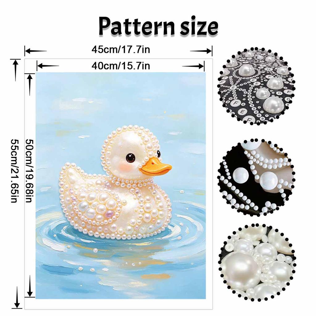 Framed Pearl Painting Kit Cute Rubber Duck Pattern DIY 3D Bead Canvas Art Creative Leisure Craft Home Decoration Modern Wall Hanging Decor Set
