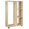 Wardrobe Clothes Rack Mobile Storage Cabinet Particle Board Light Oak Color