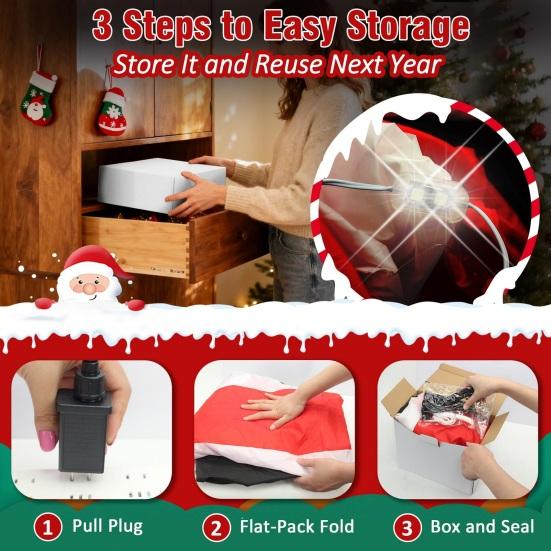 Inflatable Christmas Snowman Outdoor Decoration with LED Light Large Blow Up Snowman with Black Hat for Outside Yard Garden Lawn Party Decor