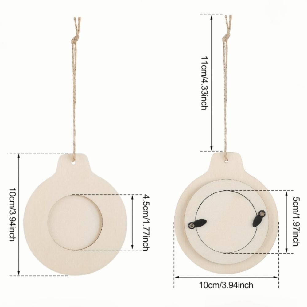 10Pcs Set Hanging Rope Round Wooden Frame 3.94in DIY Wooden Crafts  DIY Crafts Project