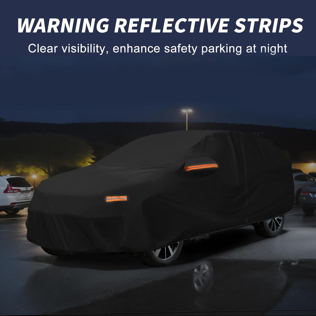 X AUTOHAUX Waterproof Aluminum Car Cover for Honda with Driver Door Body Car Increased Water Hail Sun Rainy Season Flame Strong and Yellow Sand Black