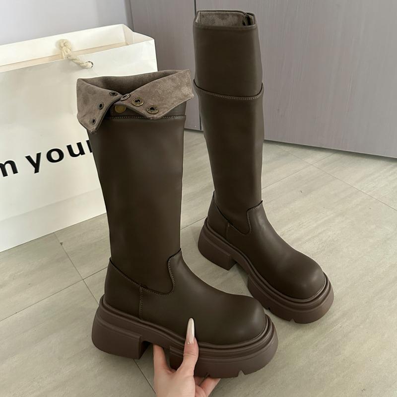 Fashion Women High Boots Casual New Platform Chunky New Shoes 2025 Elegant Winter Knight's Boots Brand Knee High Botas Woman Zapatos