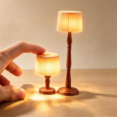 Dollhouse Led Retro Floor Lamp Mini Night Light Simulated Furniture Home Model Home Decor Toy Play House Accessories